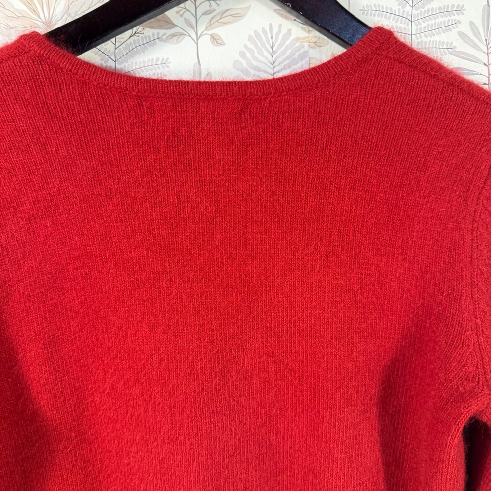 Sarah Spencer Red Angora Blend V-Neck Sweater Long Sleeve Women's Small - Picture 6 of 7